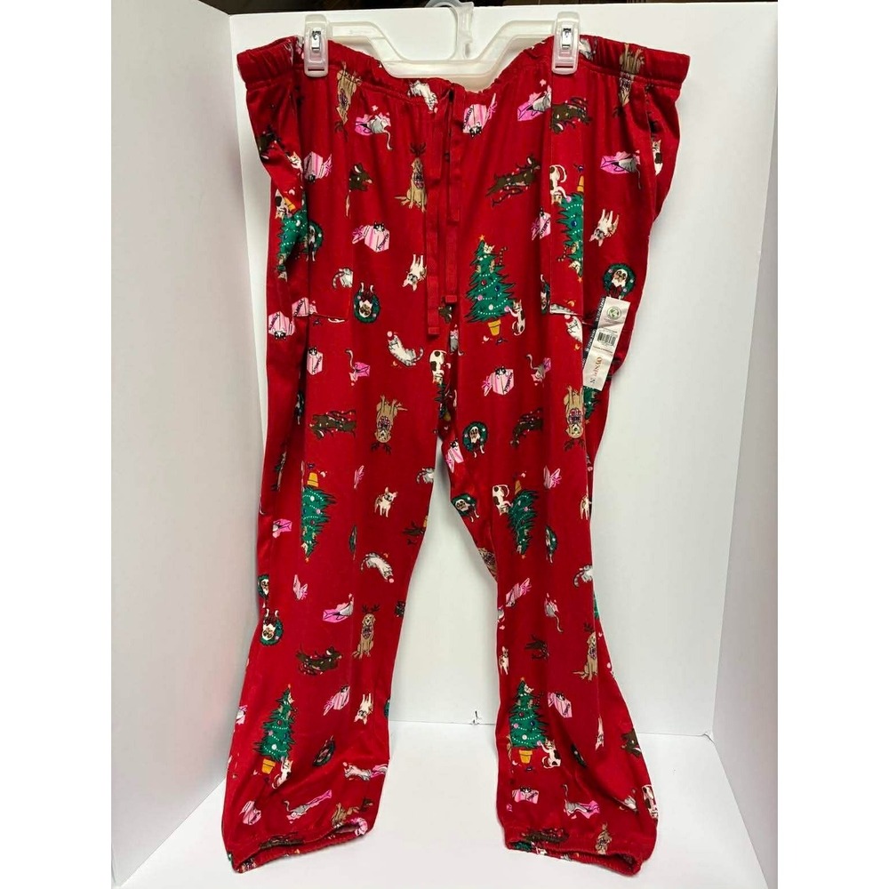 Christmas Pajama Sleep Pants Women's Jogger Pockets Size 3XL 22/24W Dogs & Cats